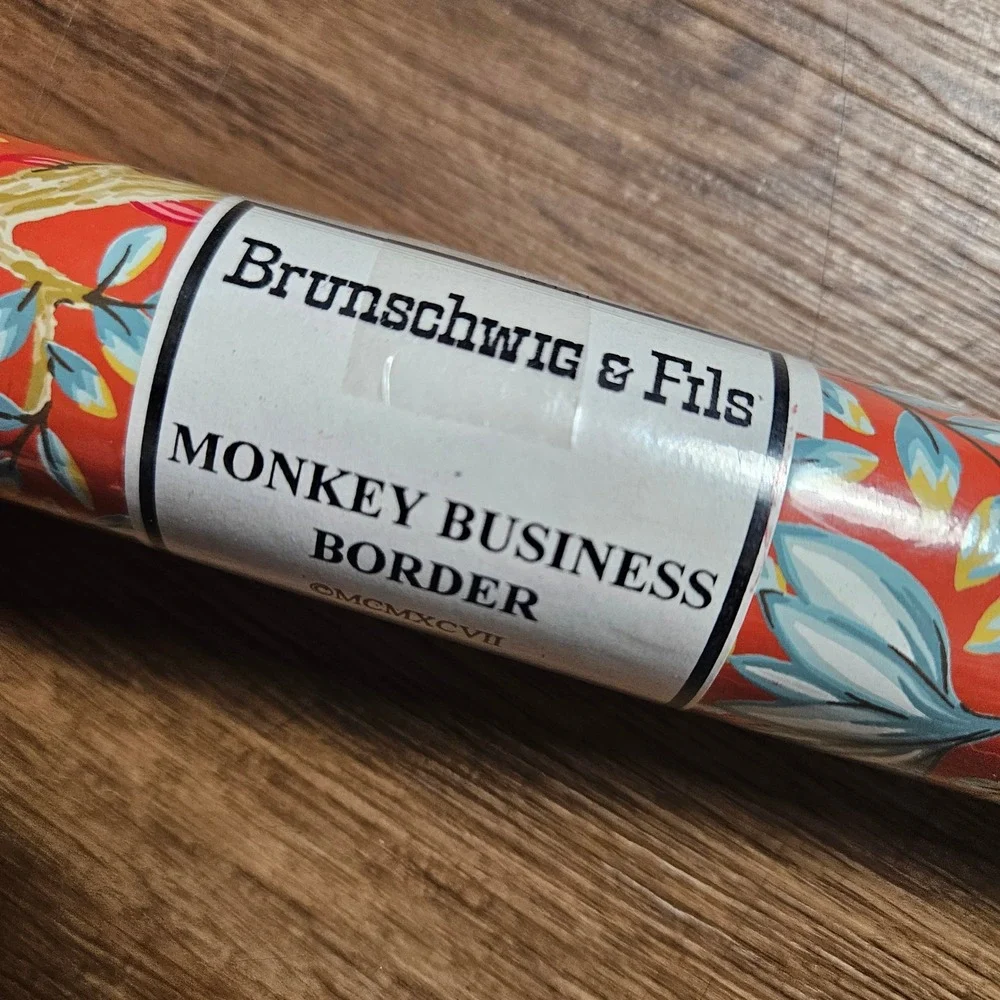 Lot of 2 Brunschwig & Fils Monkey Business Wallpaper Border Rolls 10yd 7.25in
